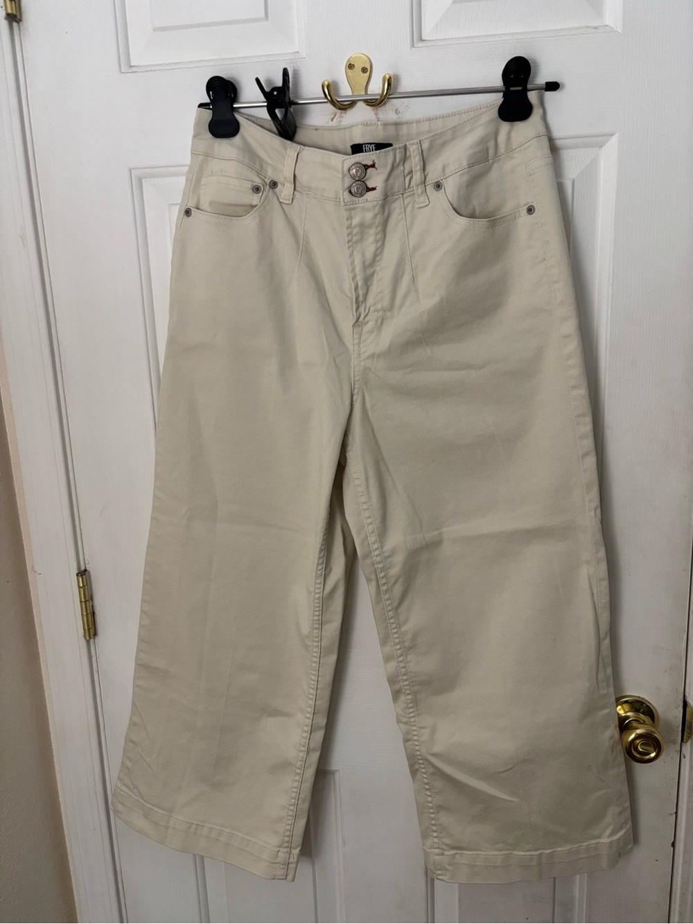 Frye Cream Wide-Leg Ankle Jeans